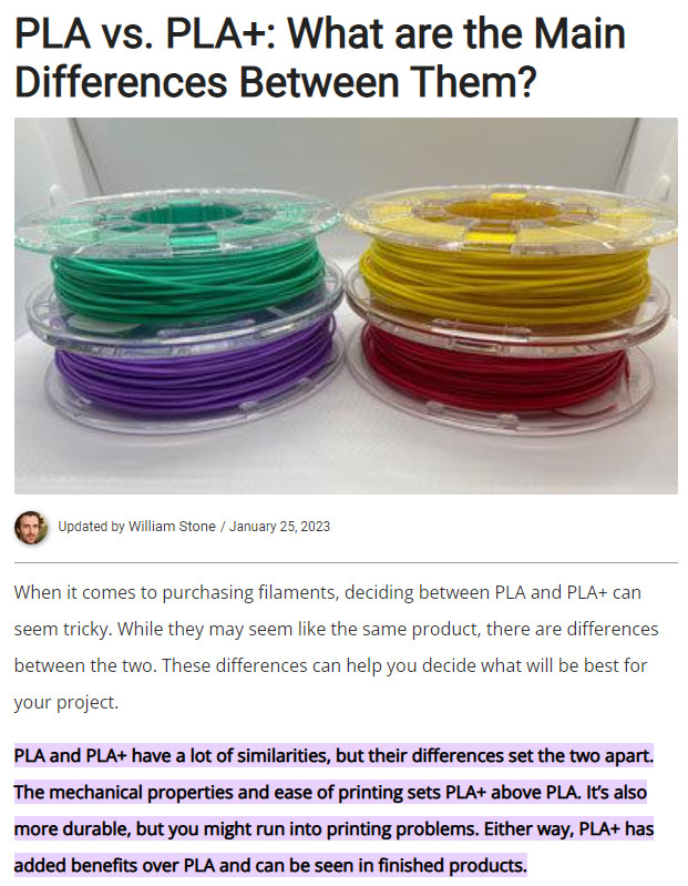 PLA vs PLA+ Filament: What Is the Difference Between Them